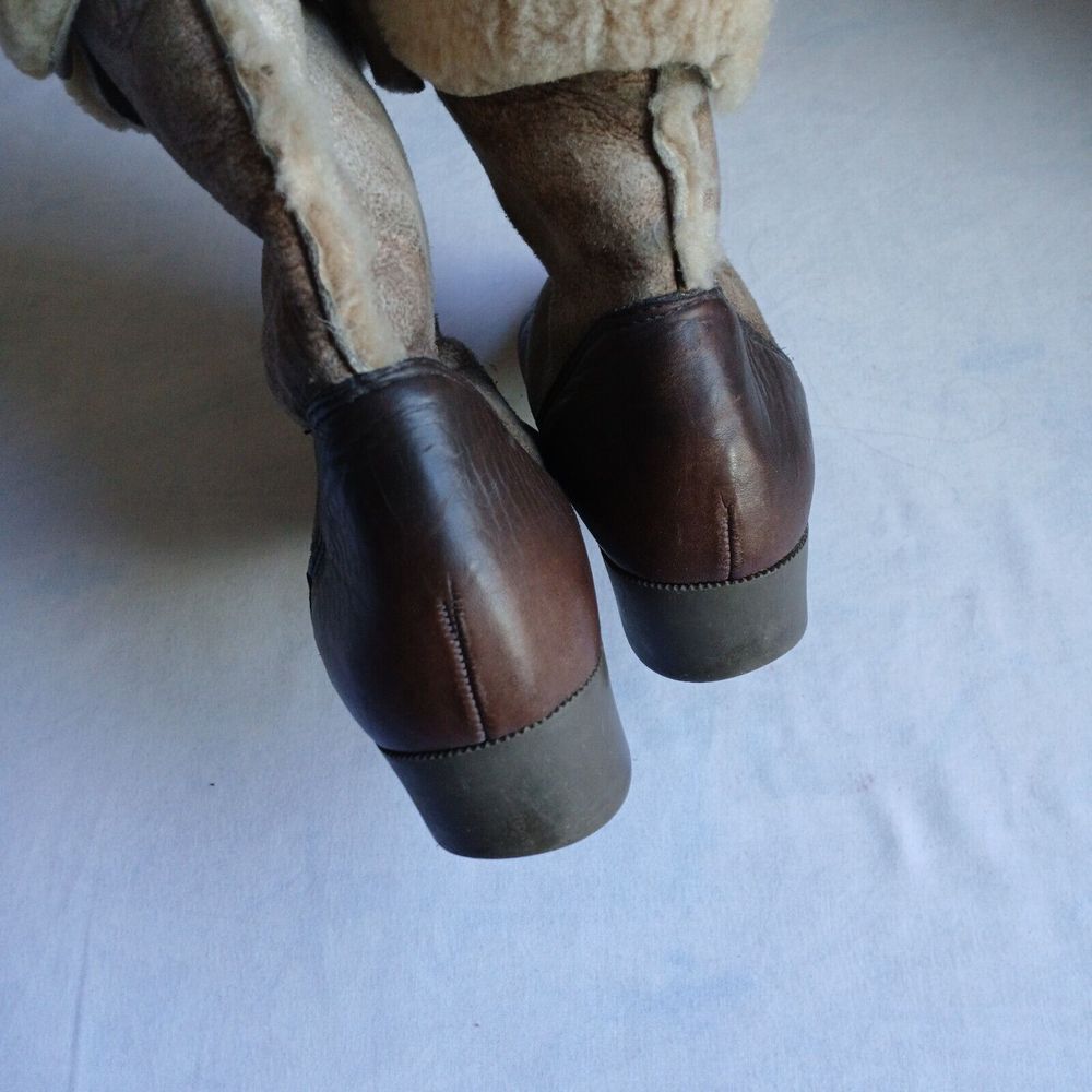Vintage Hush Puppies Boots 6 Womens‎ Leather Fleece Lined Cozy Hippie USA Made - Picture 7 of 14